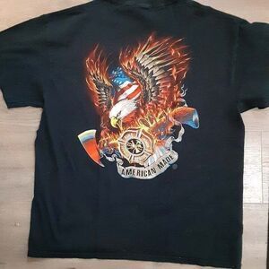 Firefighters Rescue American Made black men's tee XL heavy cotton short sleeve